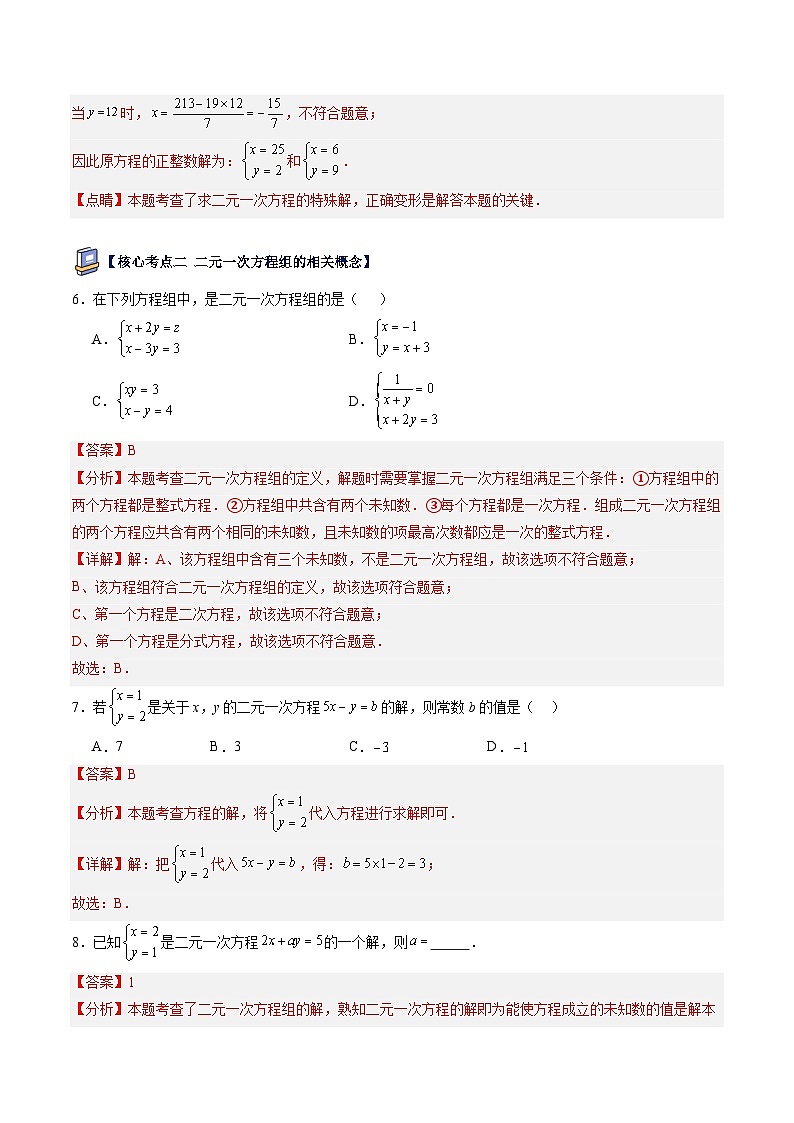 第15讲 二元一次方程组【考点卷】（18大核心考点）（解析版）第3页