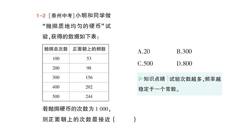 初中数学新北师大版七年级下册第三章2频率的稳定性作业课件2025年春第5页