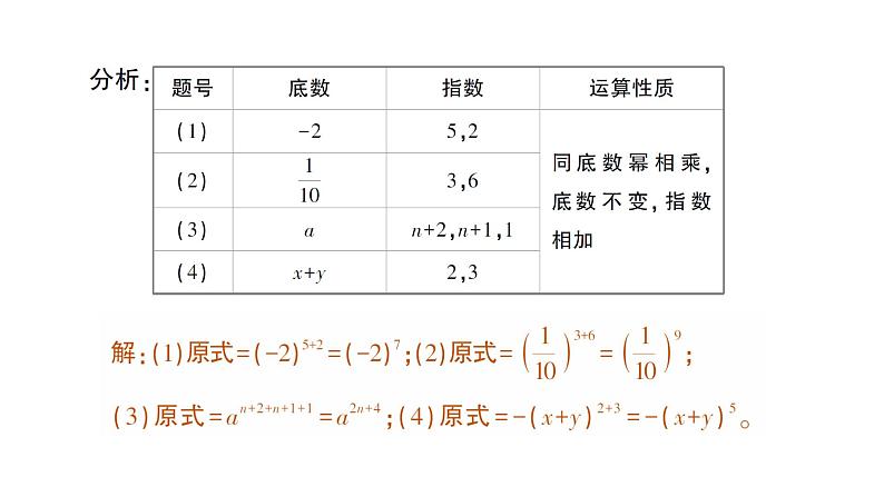 初中数学新北师大版七年级下册第一章1第一课时  同底数幂的乘法作业课件2025年春第3页