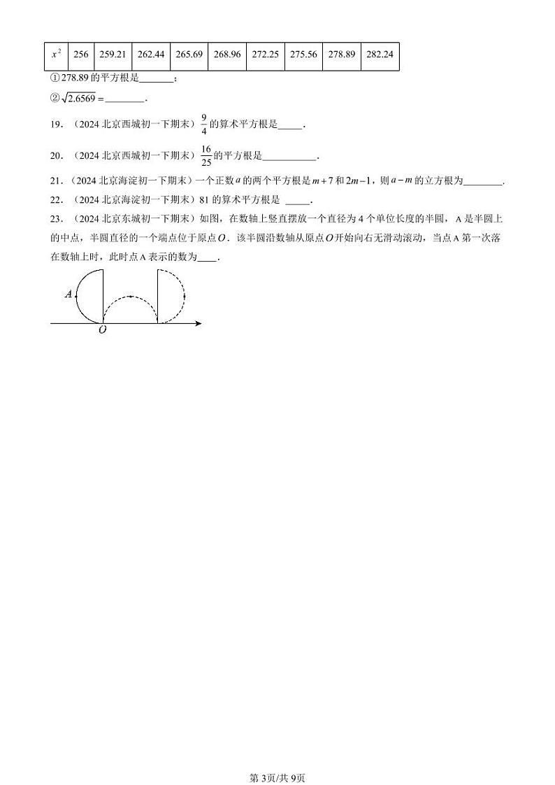 2024北京重点校初一（下）期末真题数学汇编：实数章节综合（非解答题）第3页