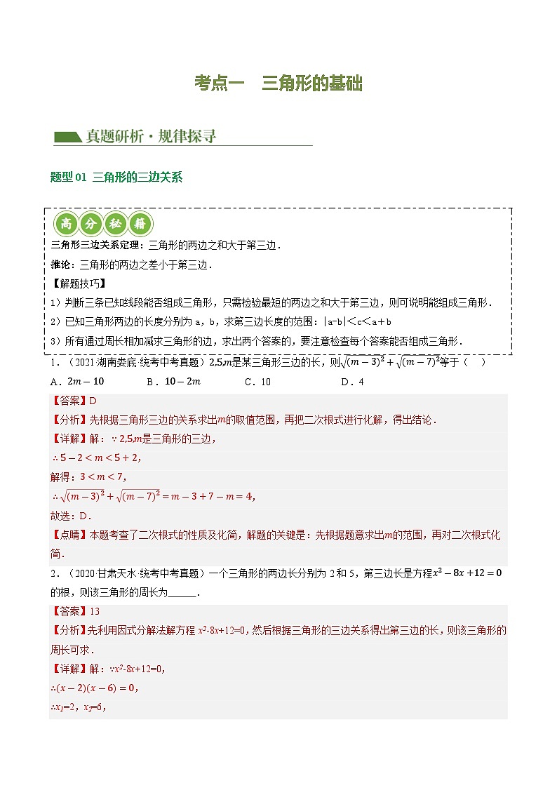 中考数学第一轮复习专题04 三角形的性质与判定 （讲练）（解析版）第3页