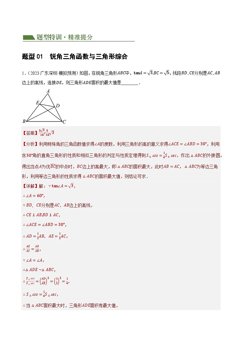 中考数学第二轮复习专题08 锐角三角形及其应用练习（解析版）第2页