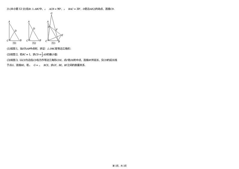 2024-2025学年江西省南昌市第三中学八上数学期末考试试卷【含答案】第3页