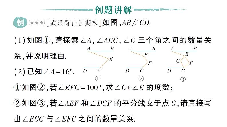 初中数学新湘教版七年级下册第6章期末重难点专题 平行线中的角度探究作业课件2025春第2页