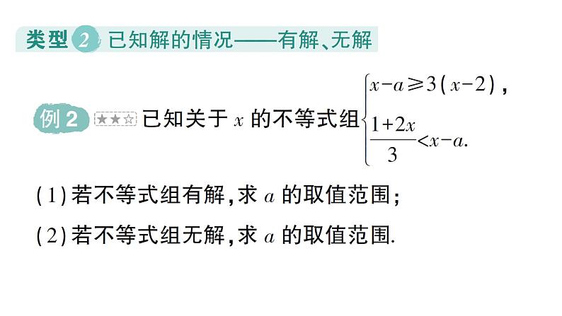 初中数学新湘教版七年级下册第3章专题5 利用一元一次不等式（组）的解集求字母的值（取值范围）作业课件2025春第8页