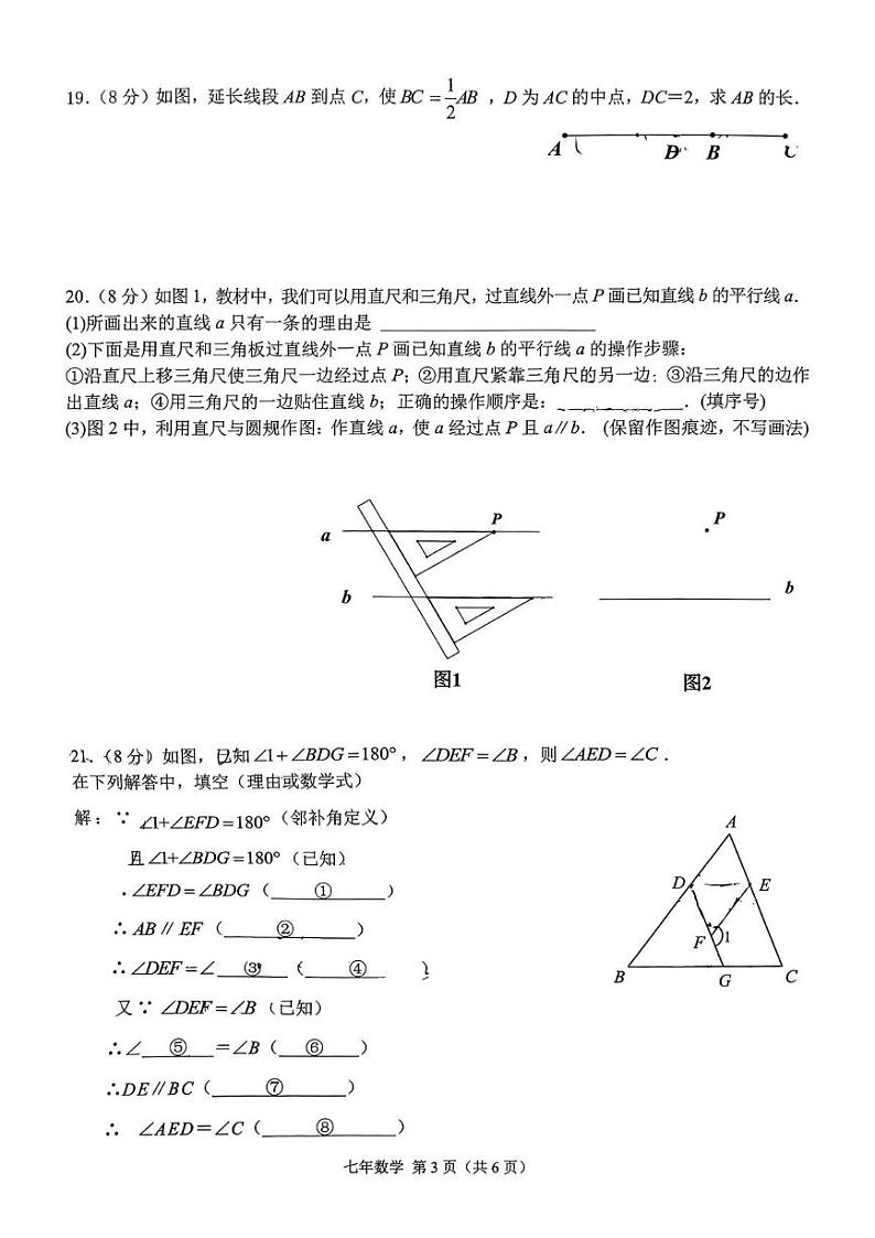 福建省泉州市2024-2025学年七年级上学期期末考试数学试卷第3页