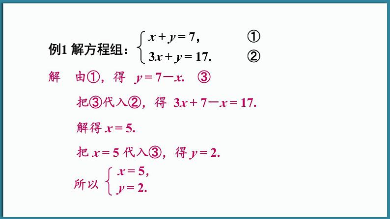 华东师大版(2024)数学七年级下册--6.2 二元一次方程组的解法 第1课时 （课件）第5页