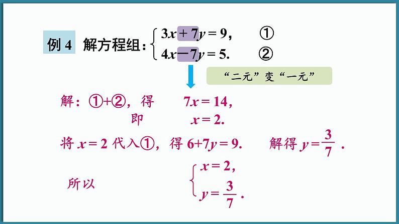华东师大版(2024)数学七年级下册--6.2 二元一次方程组的解法 第2课时 （课件）第5页