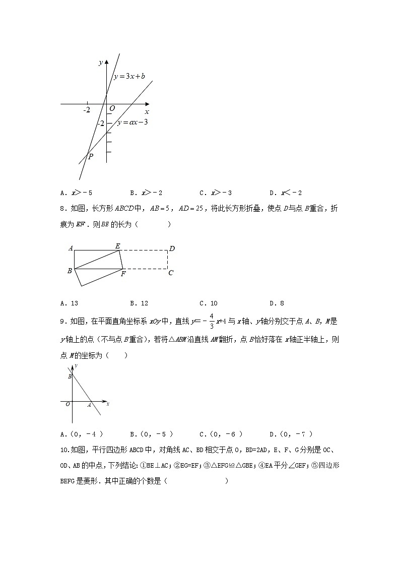 人教版八年级下册期末数学复习强化训练第2页
