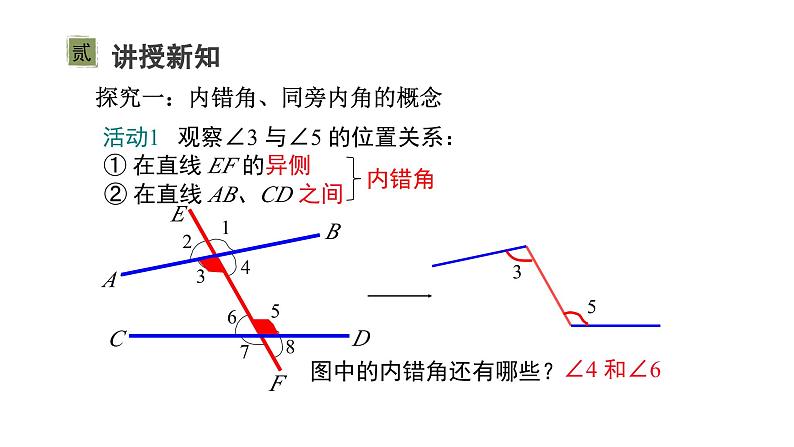 2.2 第2课时 利用内错角、同旁内角判定两直线平行 课件 北师大版（2024）数学七年级下册第3页