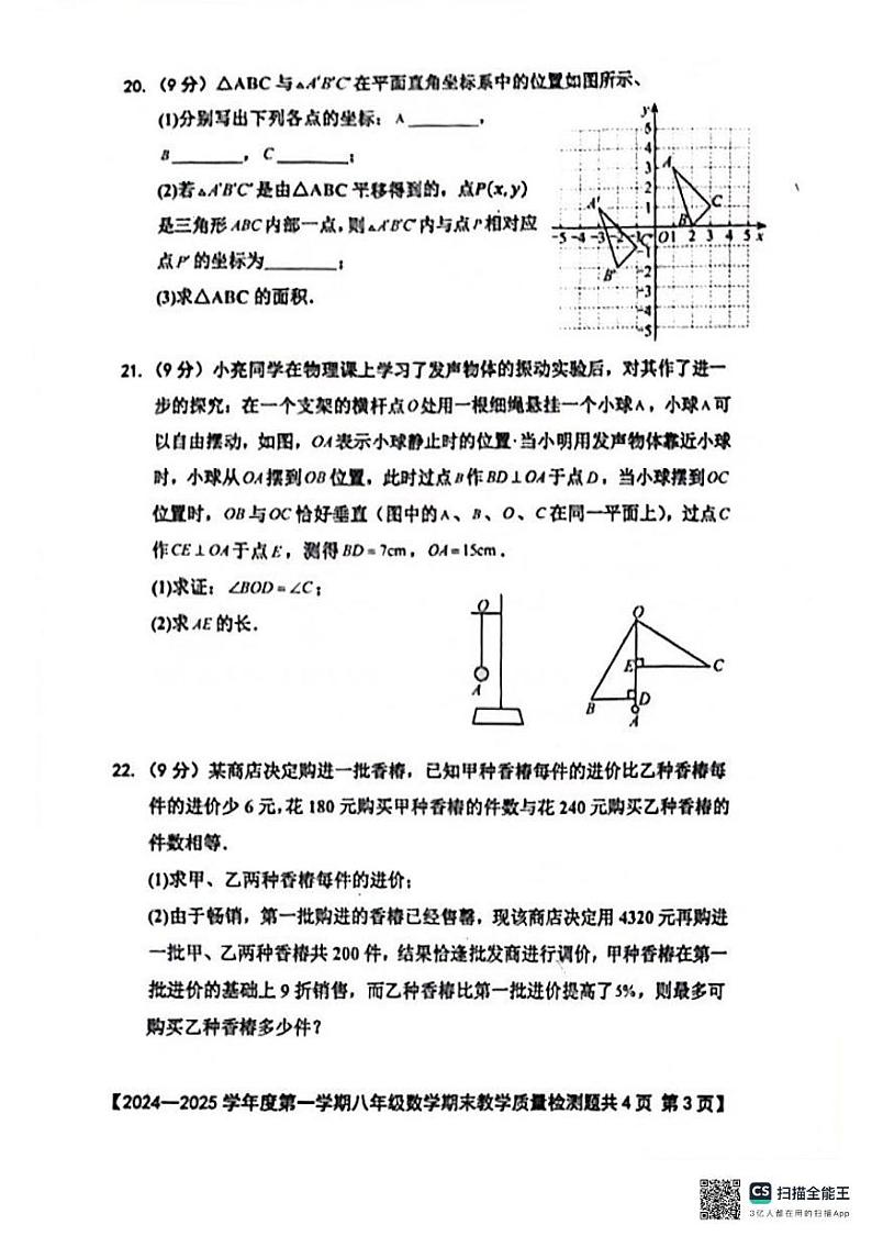广东省湛江市雷州市2024-2025学年八年级上学期1月期末数学试题第3页
