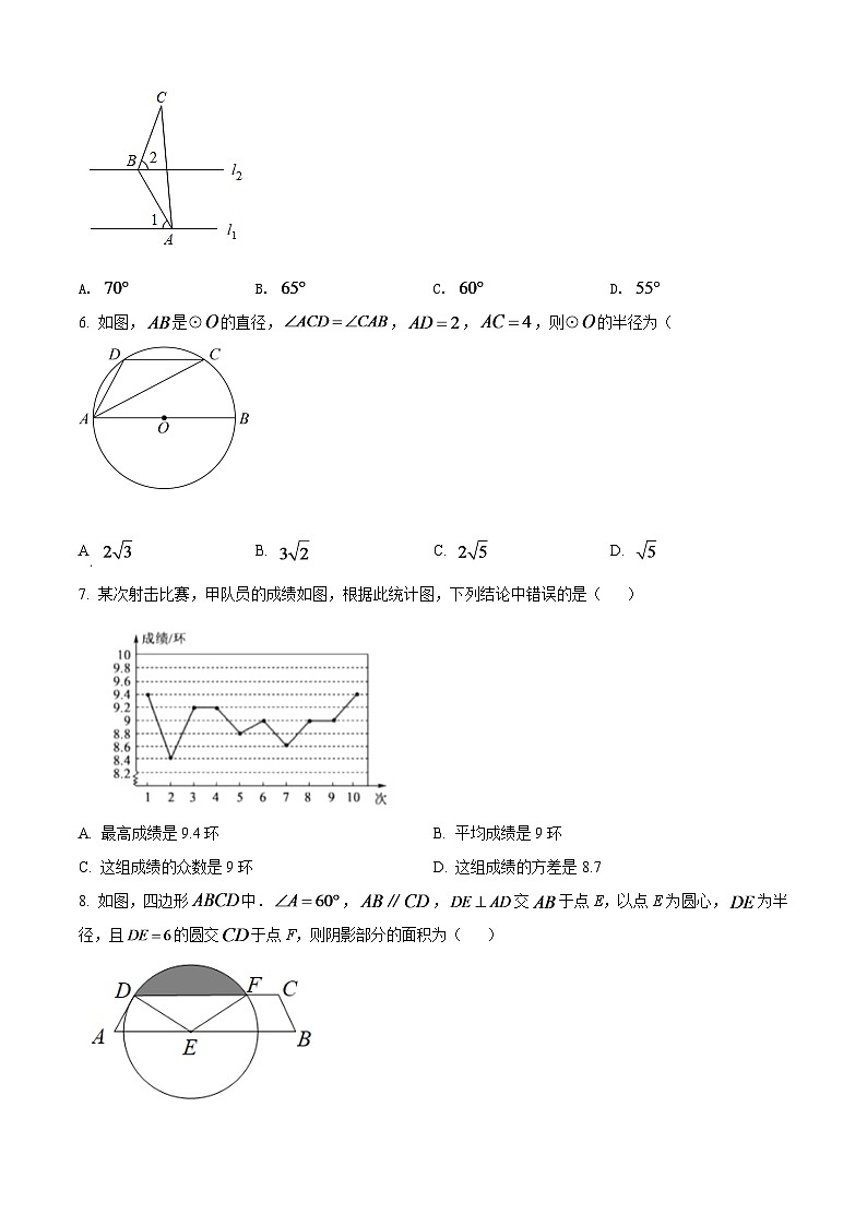 2024年山东省泰安市中考数学模拟试卷 （原卷版）第2页