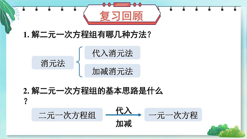 华师版（2024）数学七年级下册 6.3 三元一次方程组及其解法 PPT课件第2页