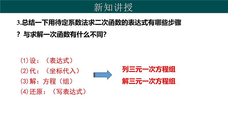 30.3 由不共线三点的坐标确定二次函数（同步课件）-2024-2025学年九年级数学下册（冀教版）第5页