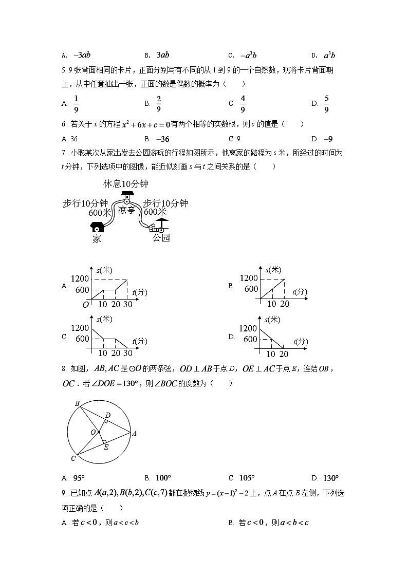 2024年浙江省温州市中考数学模拟试卷（原卷版）第2页