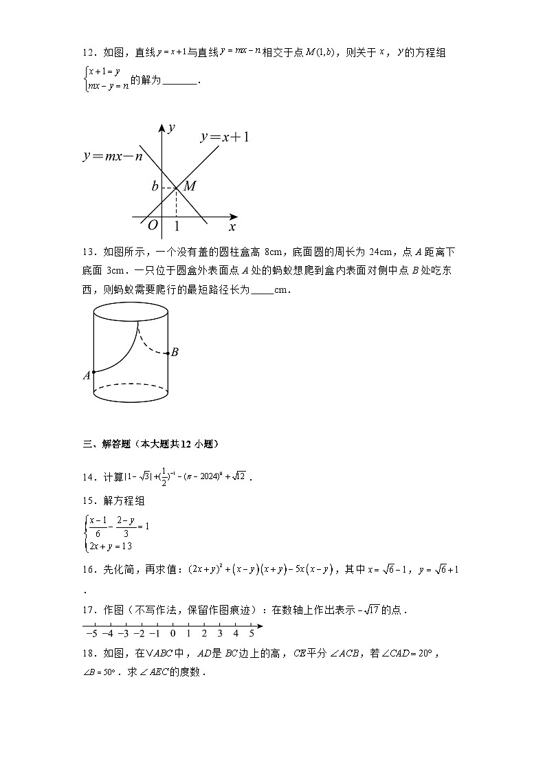 陕西省宝鸡市宝鸡一中2024-2025学年上学期八年级 数学期末学情调研测试题（含解析）第3页