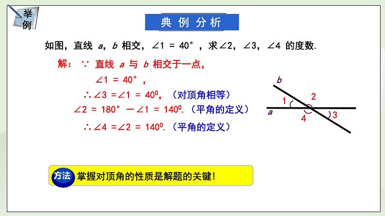 新湘教版初中数学七年级下册4.1.2《相交直线所成的角》课件第8页