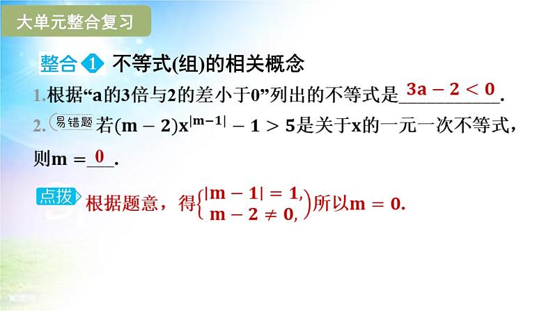 沪科版（2024新版）七年级下册数学第7章 一元一次不等式与不等式组 大单元整合复习课件第2页