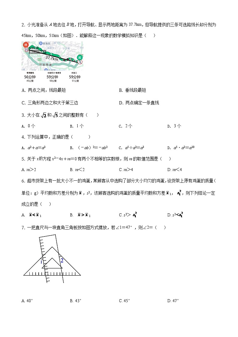 浙江省台州市2024年中考数学模拟（原卷版）第2页