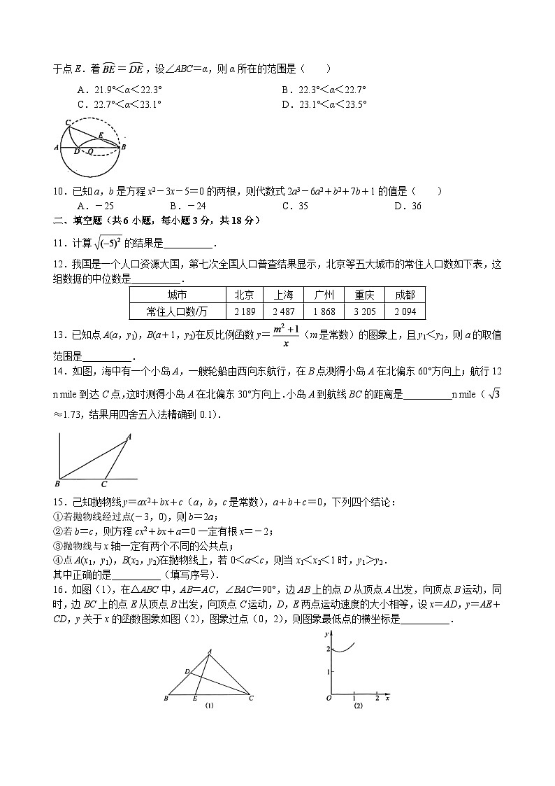 2024年武汉市初中毕业生学业考试数学模拟试卷第2页