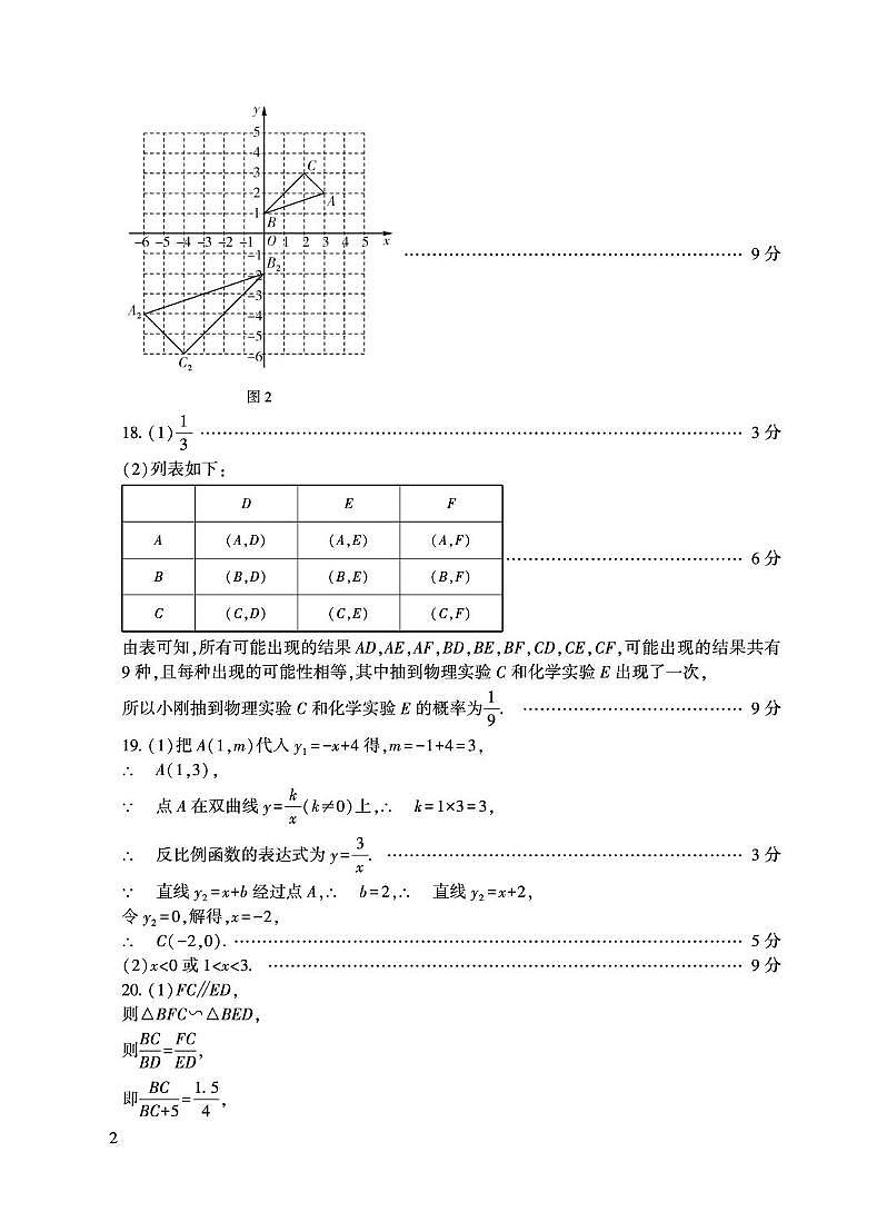 河南息县2024-2025学年九年级期末数学试题（带答案） 数学九年级-答案第2页