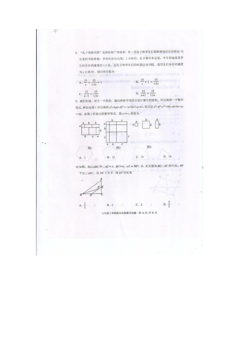 山东省泰安市新泰市2024-2025学年八年级上学期1月期末数学试题第3页