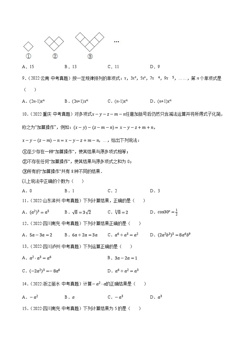 中考数学一轮复习考点分类练习专题02整式（原卷版）第2页
