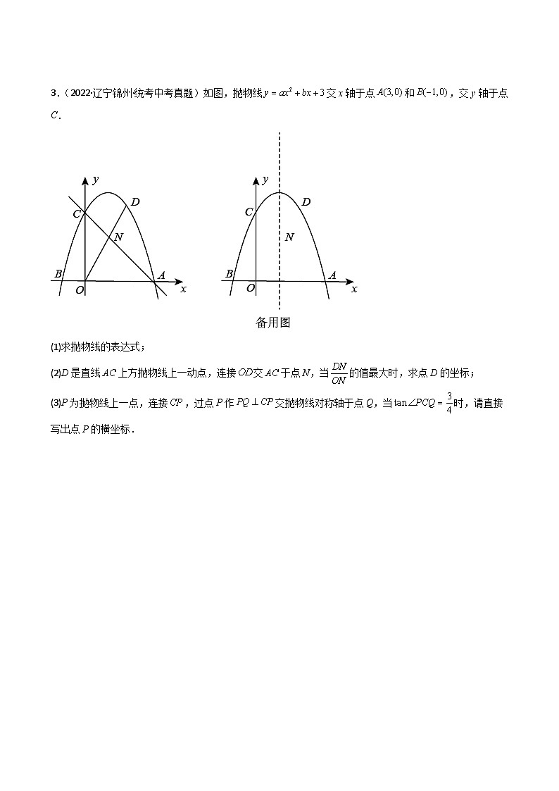 中考数学二轮复习二次函数重难点练习专题24 二次函数与三角函数综合问题（原卷版）第3页