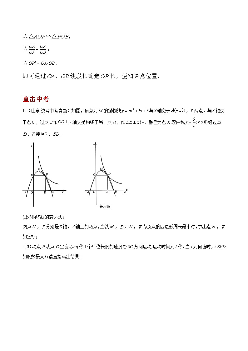 中考数学二轮复习二次函数重难点练习专题25 二次函数与最大角问题（原卷版）第3页