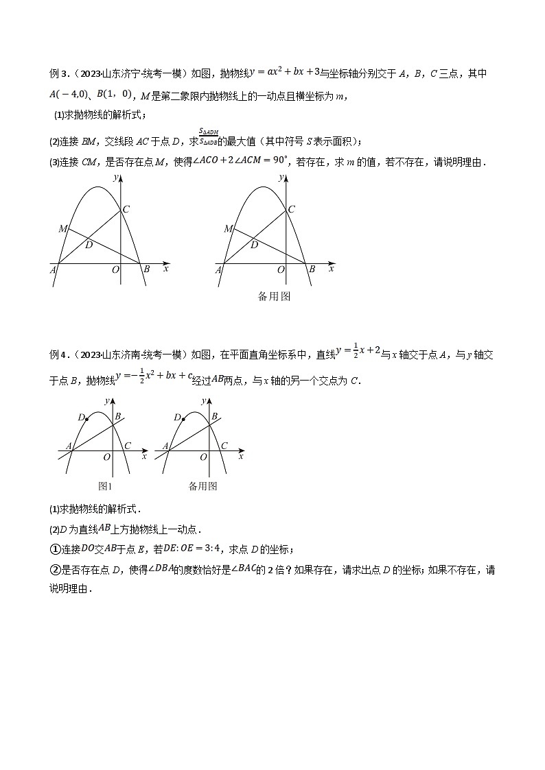 中考数学二轮培优题型训练压轴题09二次函数与角度数量关系问题（原卷版）第2页