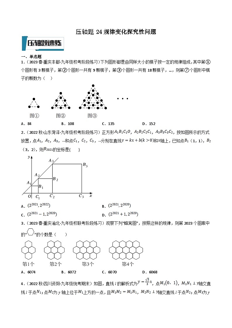 中考数学二轮培优题型训练压轴题24规律变化探究性问题（原卷版）第1页