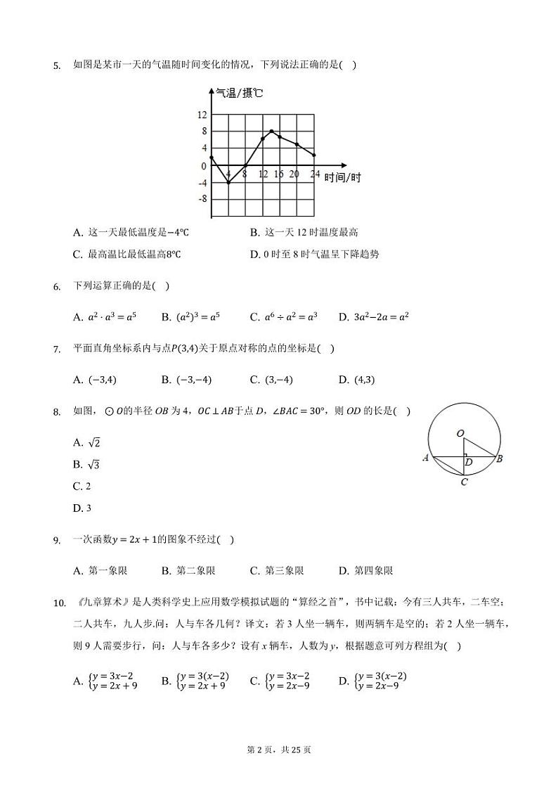 2024年广西北部湾经济区中考数学模拟试题试卷含答案解析第2页