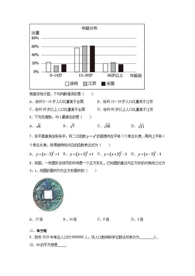 2024年江苏省徐州市中考数学模拟试题试卷（学生版）第2页