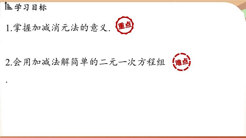 人教版数学（2024）七年级下册 10.2.2加减消元法(课时1) (课件）第3页