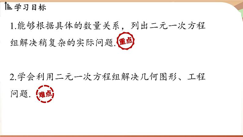 人教版数学（2024）七年级下册 10.3实际问题与二元一次方程组（课时2）(课件）第3页