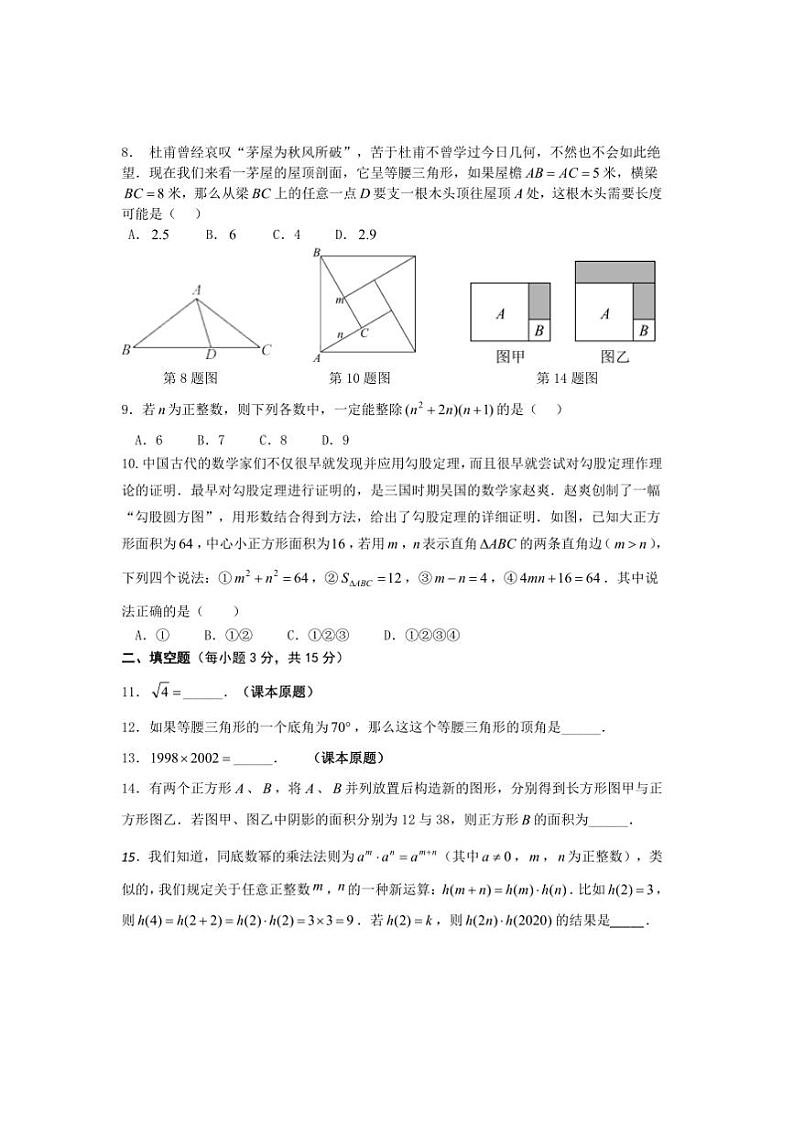 2024～2025学年河南省南阳市桐柏县八年级上1月期末数学试卷(含答案)第2页
