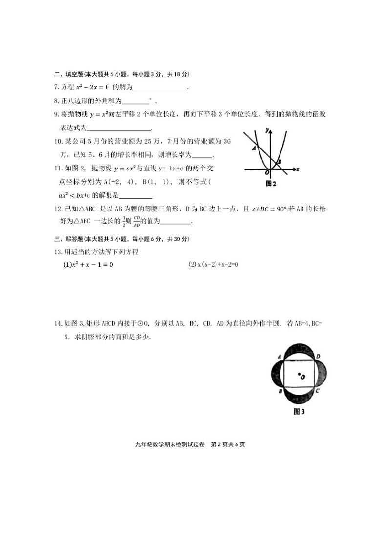 2024～2025学年江西省赣州市大余县九年级上1月期末考试数学试卷(含答案)第2页