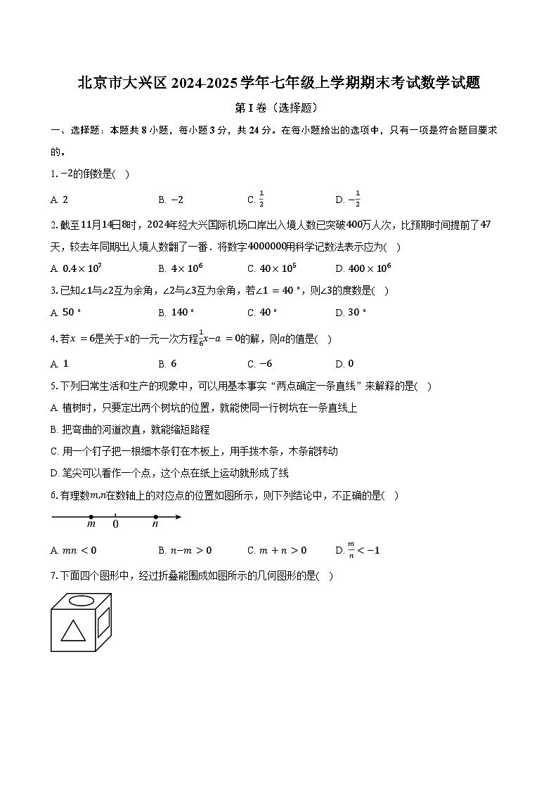 北京市大兴区2024-2025学年七年级上学期期末考试数学试题第1页