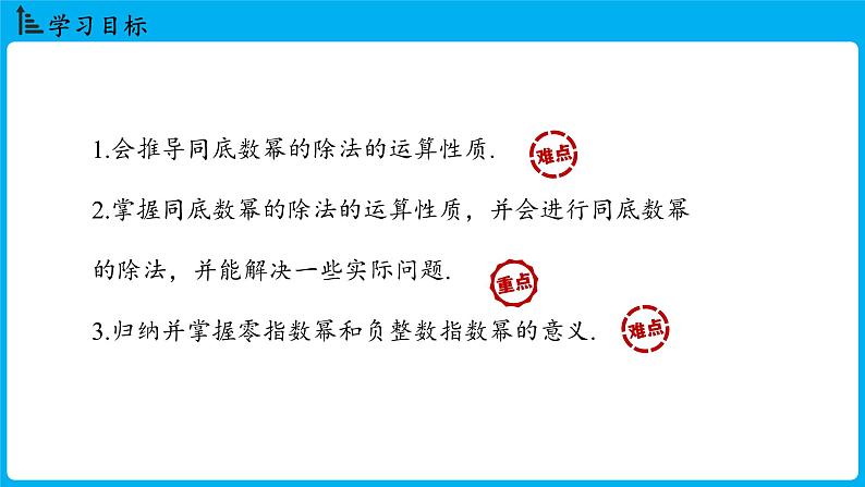 冀教版(2024)数学七年级下册 8.3 同底数幂的除法（课件）第2页