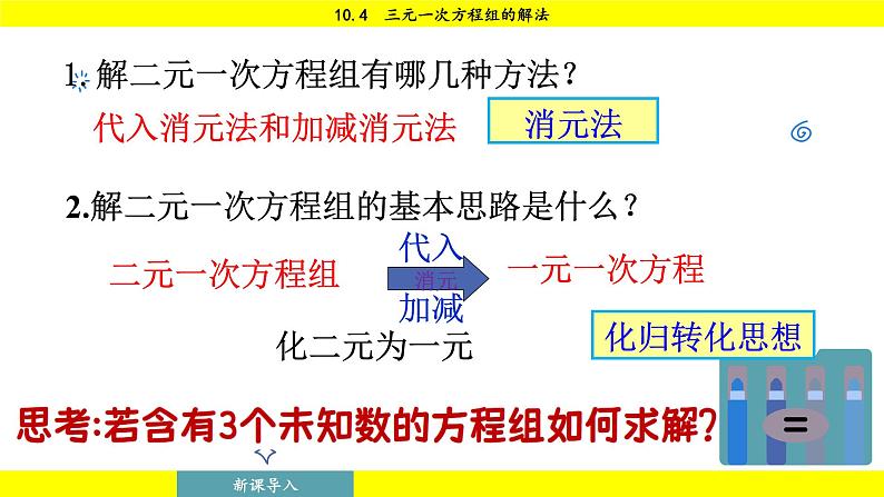 人教版2024数学七年级下册 10.4 三元一次方程组的解法 PPT课件第8页