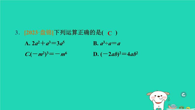 辽宁省2024中考数学第一部分数与式第3课时整式与因式分解课件第4页