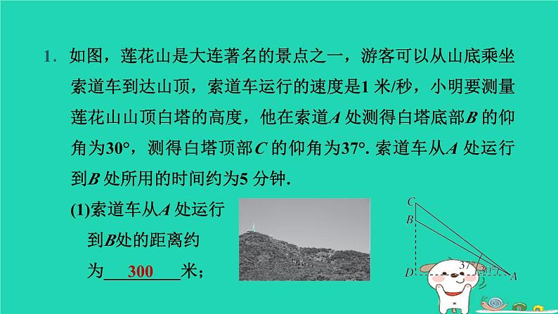 辽宁省2024中考数学第五部分图形的变化第26课时解直角三角形课件第2页