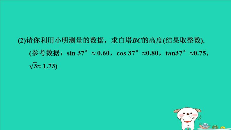 辽宁省2024中考数学第五部分图形的变化第26课时解直角三角形课件第3页