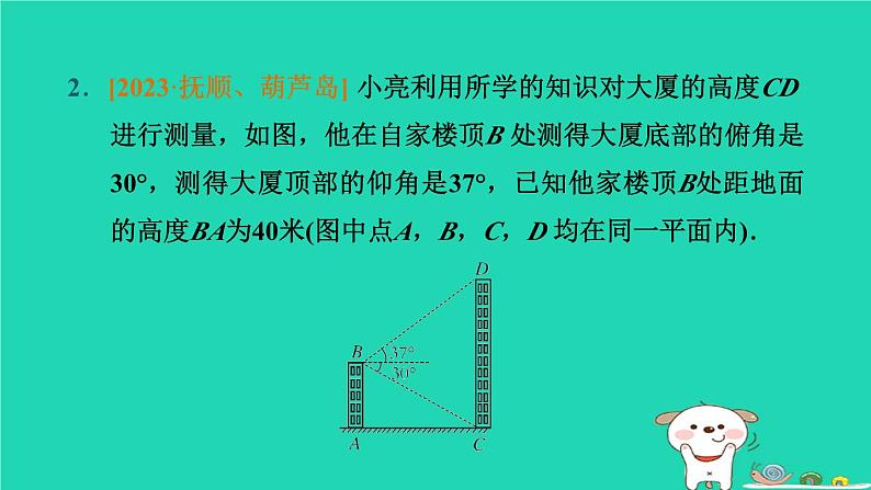 辽宁省2024中考数学第五部分图形的变化第26课时解直角三角形课件第5页