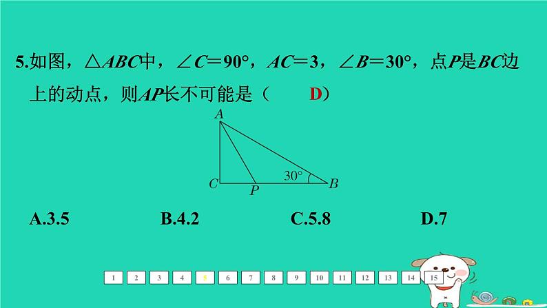 福建省2024中考数学1教材梳理篇第五章三角形第22课时直角三角形课后练本课件第6页