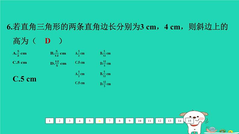 福建省2024中考数学1教材梳理篇第五章三角形第22课时直角三角形课后练本课件第7页