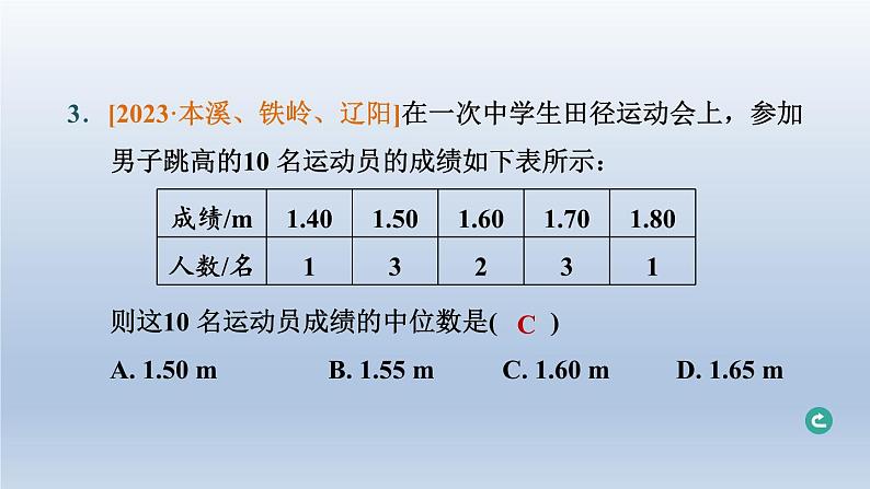 辽宁省2024中考数学第七部分抽样与数据分析第32课时数据的分析课件第4页