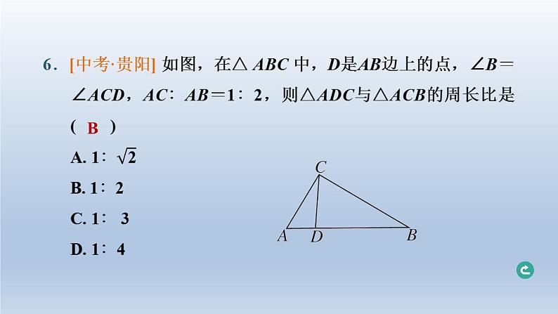 辽宁省2024中考数学第五部分图形的变化第25课时相似三角形课件第7页