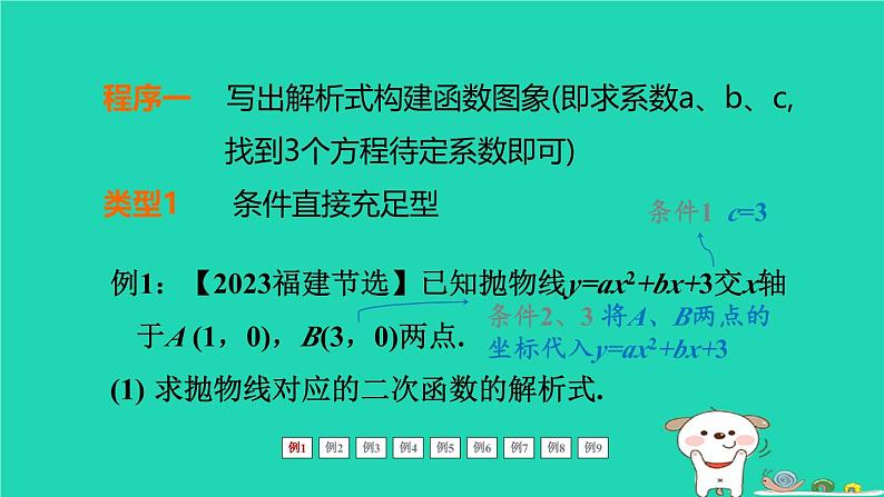 福建省2024中考数学2专题突破篇专题七代数压轴题标准化解题程序解析课堂讲本课件第2页