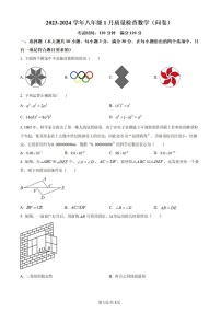 广东省广州市广州大学附属中学2023~2024学年八年级上学期月考数学试题（含答案）